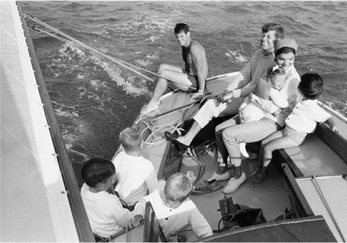 JFK sailing Victura with his family