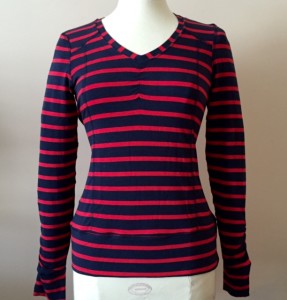 Sailing Shirt Saybrook Stripe Navy Red Front Long Sleeve Striped Tee