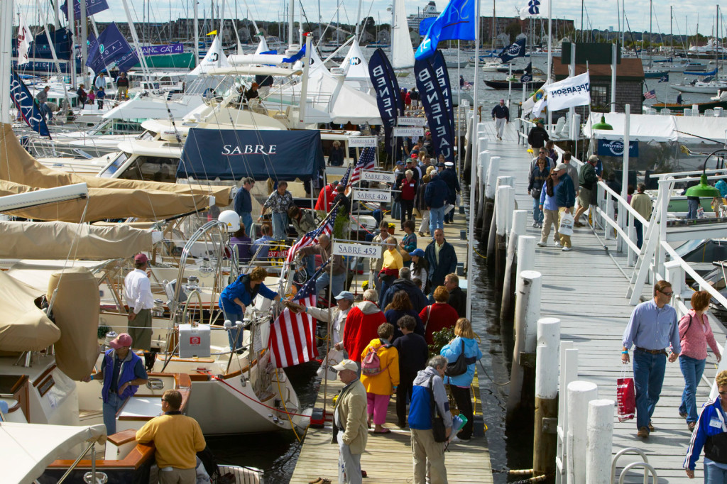 Boats on display at the Newport Boat Show