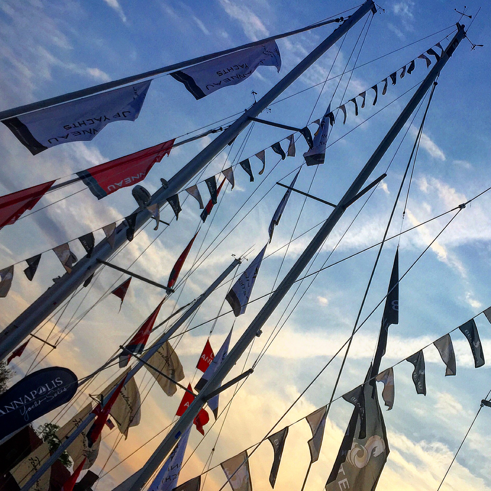 Flags and masts at Annapolis Spring Sailboat Show