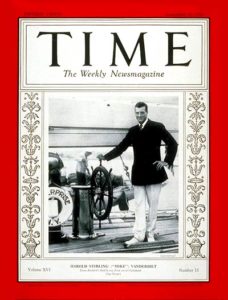 1930 cover of Time Magazine with Harold Vanderbilt America's Cup