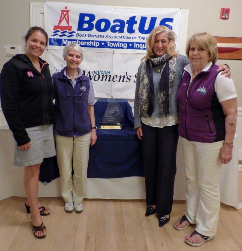 Professional sailor Sally Barkow, Women's Sailing Conference co-chair Joan Thayer, Leadership Award recipient Linda Lindquist-Bishop, and NWSA president Pat Newland. Photo: WSC/Nicole Corriel.