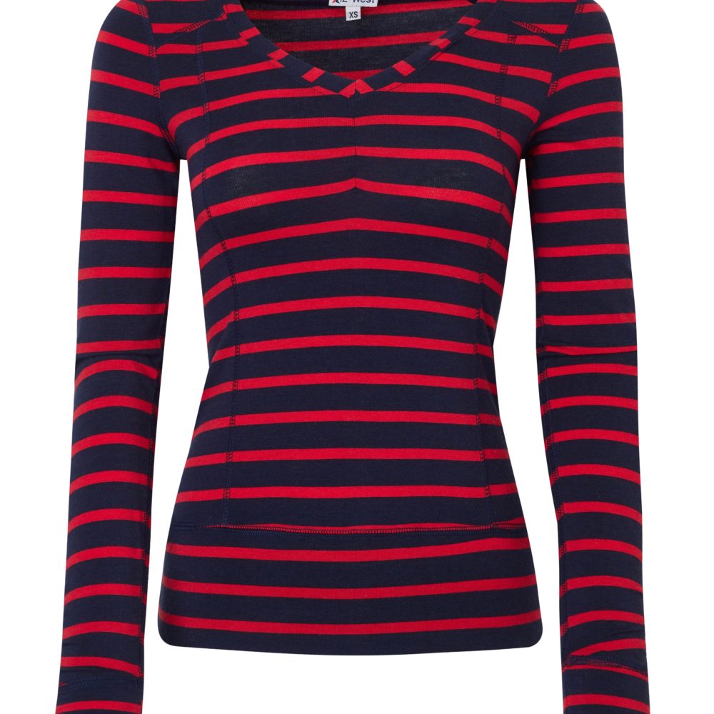 red and navy blue striped shirt