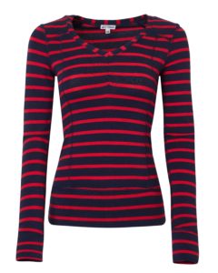 Women's Striped Sailing Shirt | 12° West | Saybrook Stripe Navy/Red
