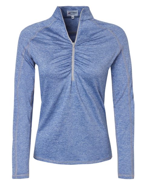 Women's Long Sleeve Sailing Shirt | 12° West | Marblehead Pullover Heather Blue