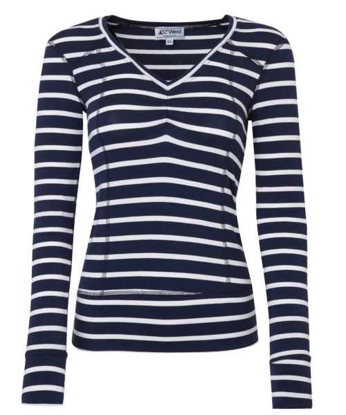 Women's Striped Sailing Shirt | 12° West | Saybrook Stripe Navy/White